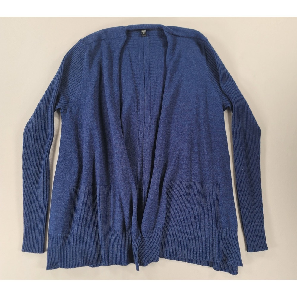 Eileen Fisher Petite Merino Wool Open‎ Front Cardigan Blue PS Sweater